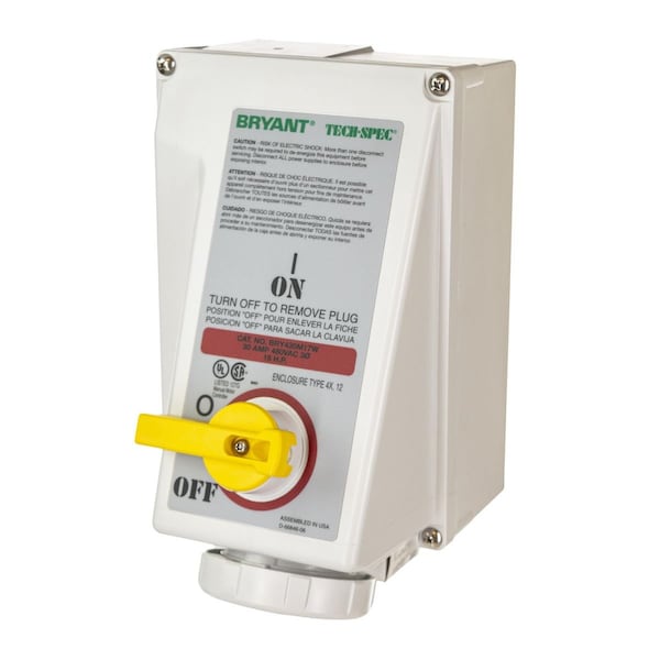 Female Mechanically Interlocked Receptacle, 30A 480V AC